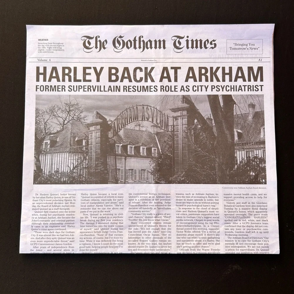 SDCC 2023 Gotham Times Batman Harley Quinn Newspaper Promo - Picture 2 of 5